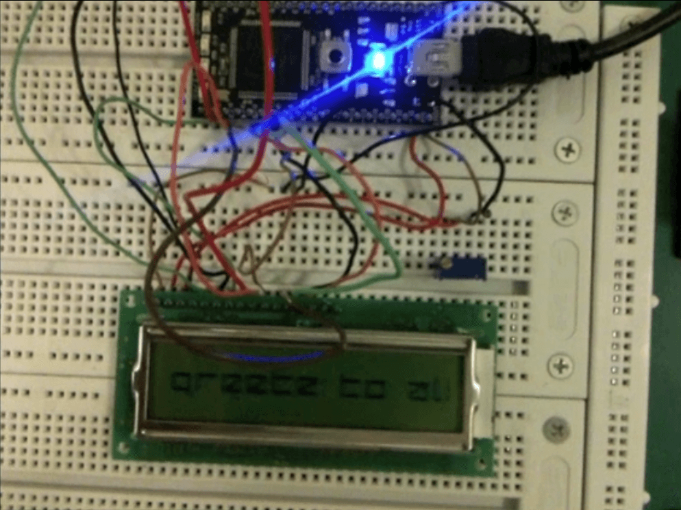 gfxLcd scrolling text demo on a graphic LCD
