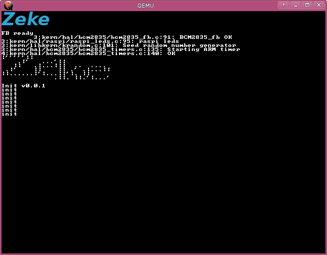 Zeke framebuffer boot log